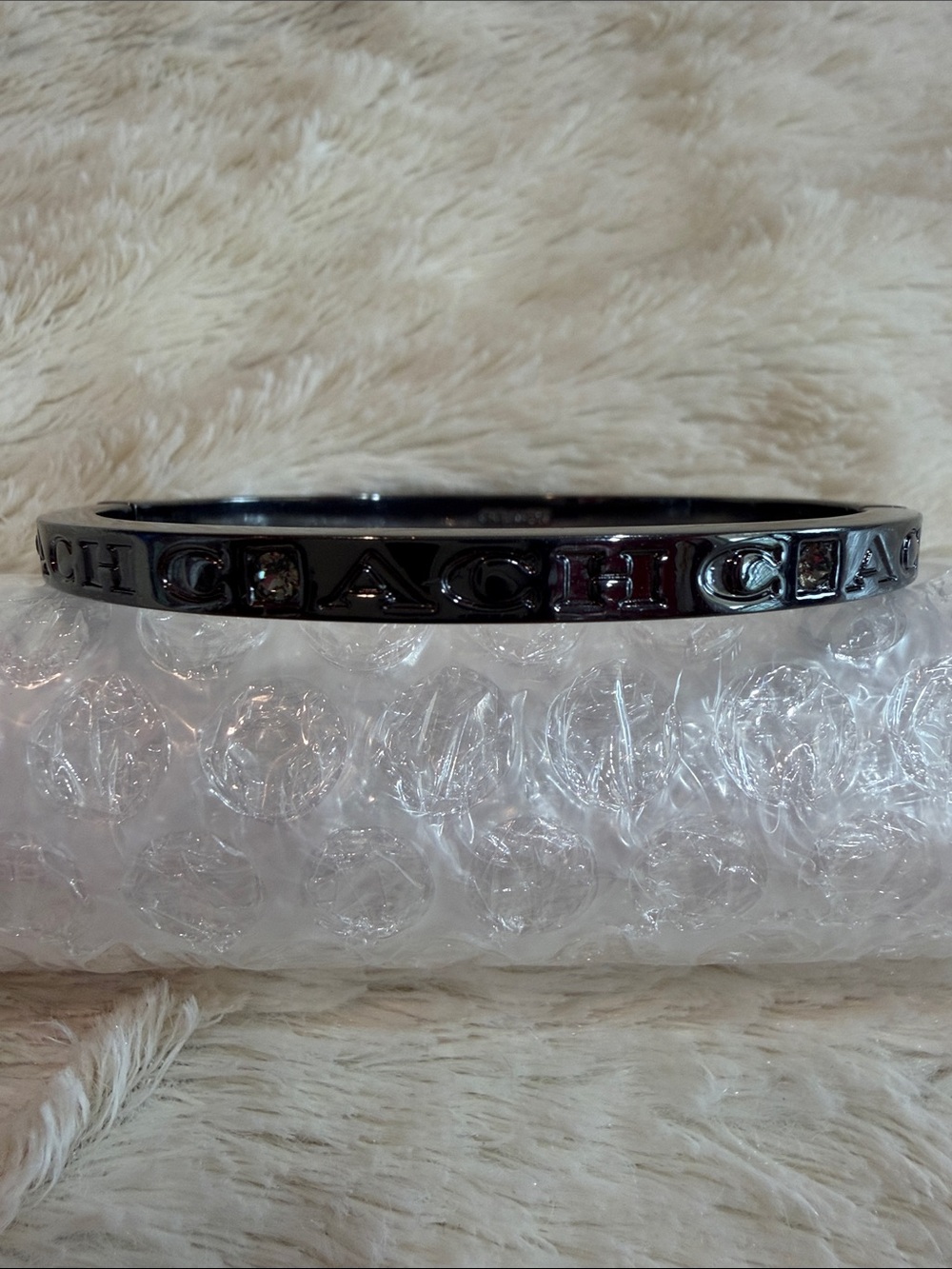 Coach Black Logo Bangle Bracelet